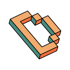 Isometric Colorful letter D, 3D alphabet illustration