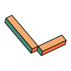 Isometric Colorful letter L, 3D alphabet illustration