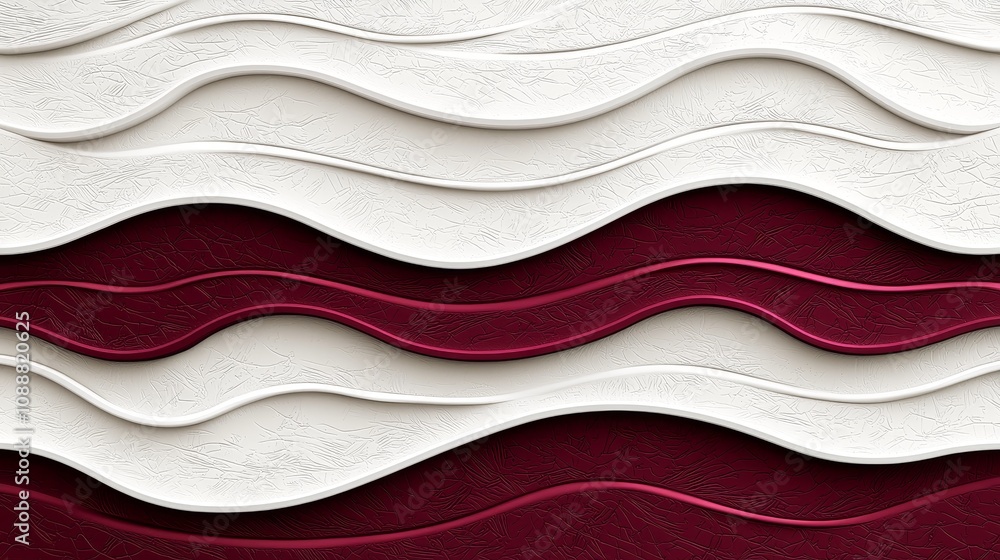 Aufkleber abstract wavy textures in red and white a captivating visual experience of fluidity and depth in des