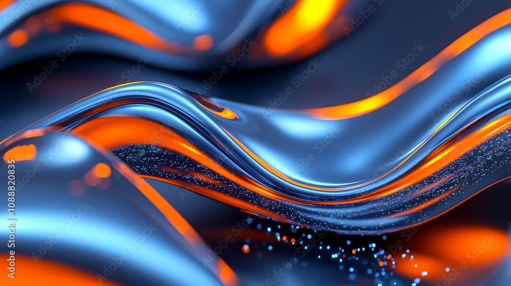 Aufkleber dynamic flow of metallic waves exploring the interplay of light and color in abstract artistry