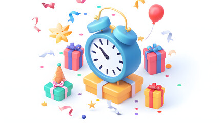 Countdown Timer Icon New year isometric 3D