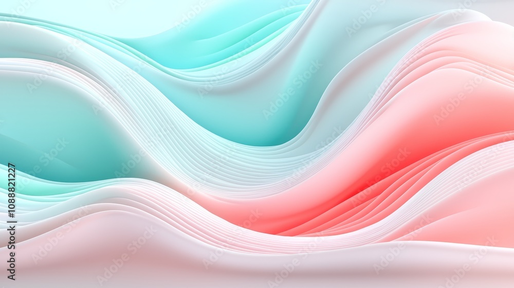 Poster fluid harmony a captivating blend of soft waves and gentle colors in abstract design aesthetic for m