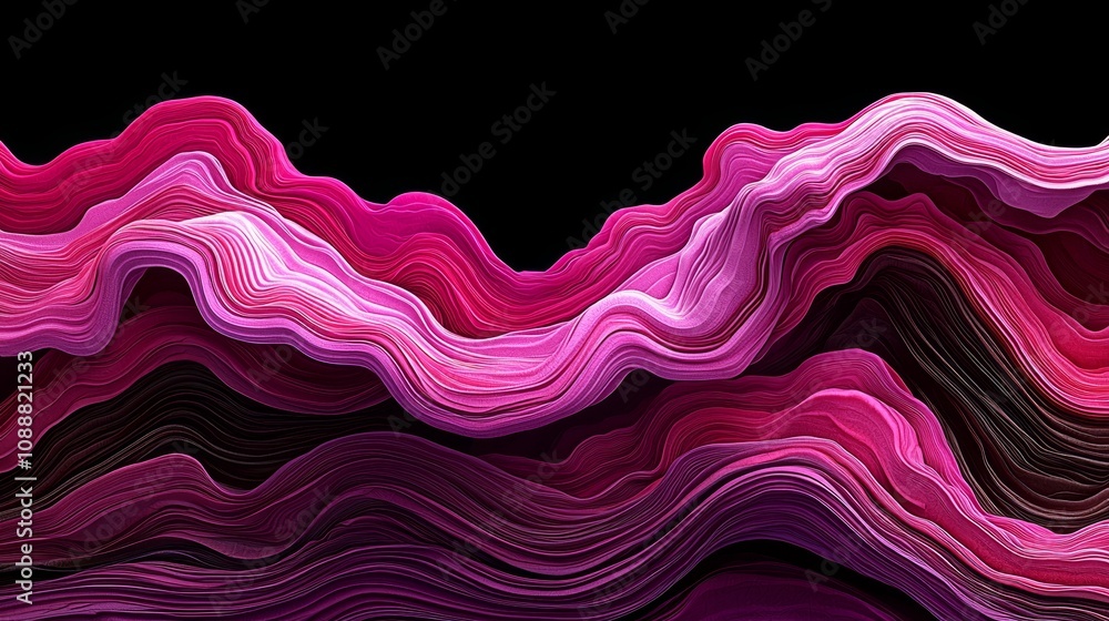 Poster vibrant waves of pink an abstract exploration of color and form in a mesmerizing landscape of textur