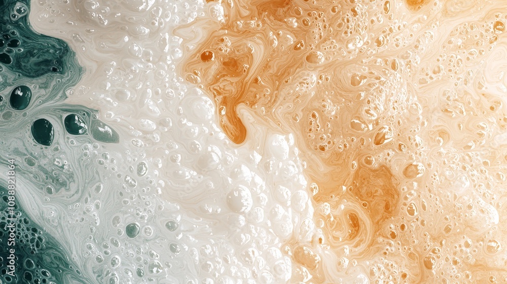 Aufkleber captivating abstract swirls of creamy colors with bubbles creating a unique visual delight in fluid 