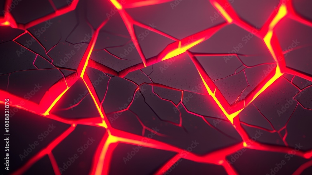 Poster intricate patterns of glowing cracks a stunning visual representation of heat and energy in a unique