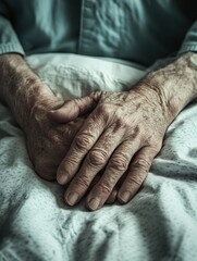 Fototapeta premium Elderly Hands Folding in Lap