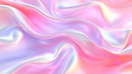 Obraz premium Captivating waves of iridescent silk fabric in soft pink and blue tones evoking a dreamy aesthetic ideal for fashion and design projects