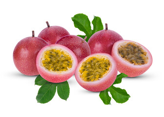 Fresh passion fruit on white background
