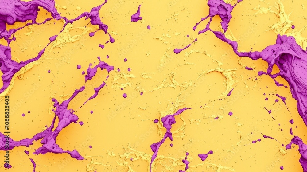 Poster vibrant splashes of purple and yellow create a dynamic abstract background perfect for creative proj
