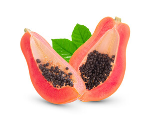 Ripe papaya isolated on white background