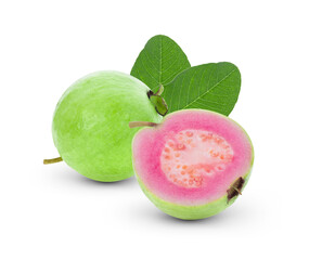 Bright red guava on white background