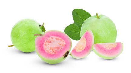 Bright red guava on white background