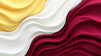 Obraz premium Flowing textures of vibrant colors a captivating display of yellow white and red fabric waves evoking elegance and movement
