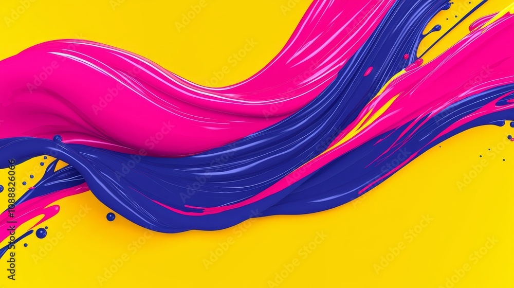 Poster vibrant swirls of color a dynamic artistic expression showcasing fluidity and energy on a bold yello