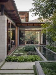 Modern Contemporary Home with Floor-to-Ceiling Windows and Beautiful Landscaping