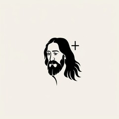 Black minimalist jesus christ logo design drawing symbol creativity.