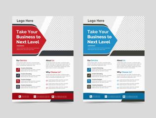 a bundle of 2 templates of different colors a4 flyer template, modern business flyer template, perfect for creative professional business, geometric business flyer and creative design, vector template