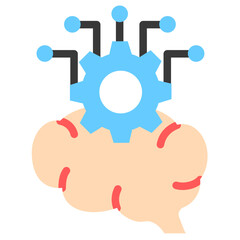 Deep Learning flat color icon. use for modern concept, print, UI, UX kit, web and app development. Vector EPS 10, related to artificial intelligence, technology theme.