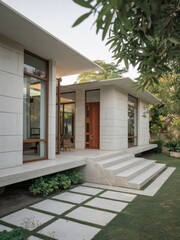 Modern Contemporary Home with Floor-to-Ceiling Windows and Beautiful Landscaping