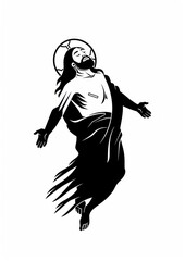 Fototapeta premium Jesus christ floating on air publication stencil female.