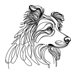 Minimalist Line Art of  Australian Shepherd dog