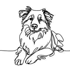 Obraz premium Minimalist Line Art of Australian Shepherd dog