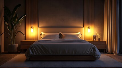 Beautiful Colored Mockup Bedroom Interior Blank Poster Decoration Art Background Image, generative AI
