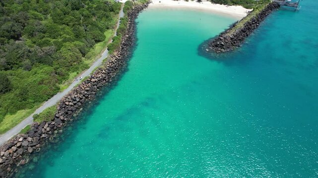 Aerial View Of Marlo&rsquo;s Beach At Tweed River In Fingal Head, New South Wales, Australia.