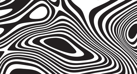 Trippy organic shape Waves Ripple Pattern black and white retro wave pattern reminding optical illusions