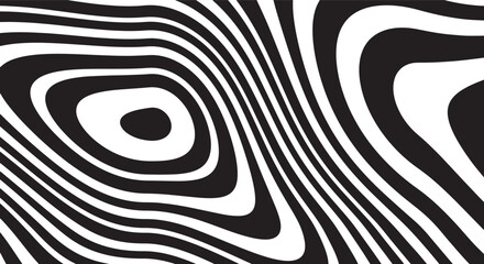 Trippy organic shape Waves Ripple Pattern black and white retro wave pattern reminding optical illusions