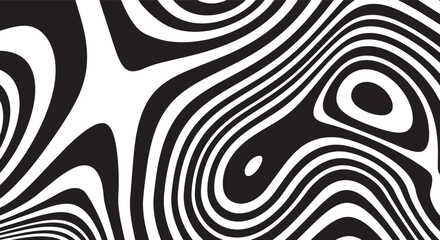 Trippy organic shape Waves Ripple Pattern black and white retro wave pattern reminding optical illusions