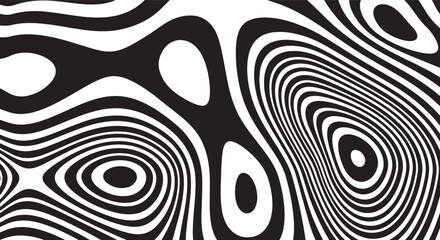 Trippy organic shape Waves Ripple Pattern black and white retro wave pattern reminding optical illusions