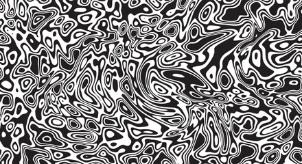 Trippy organic shape Waves Ripple Pattern black and white retro wave pattern reminding optical illusions