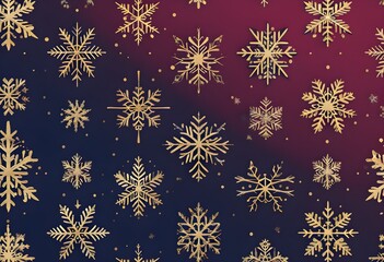 Seamless Metallic Snowflake Pattern in Gold and Silver on Burgundy  Midnight Blue Background