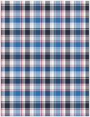 Plaid fabric pattern, blue, brown, cream, seamless for textiles, and for designing clothes, skirts or decorative fabrics. Vector illustration.