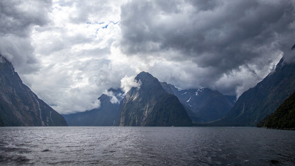 Travelling the beautiful fjord in Milford Sound, New Zealand