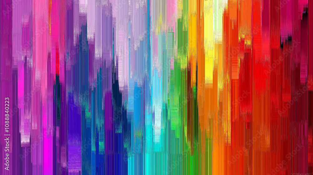 Poster artistic brushstroke abstract in rainbow colors: a digital abstract with bold brushstrokes and a rai