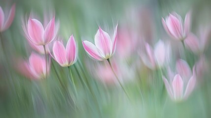 Obraz premium Delicate Pink Tulips in Bloom