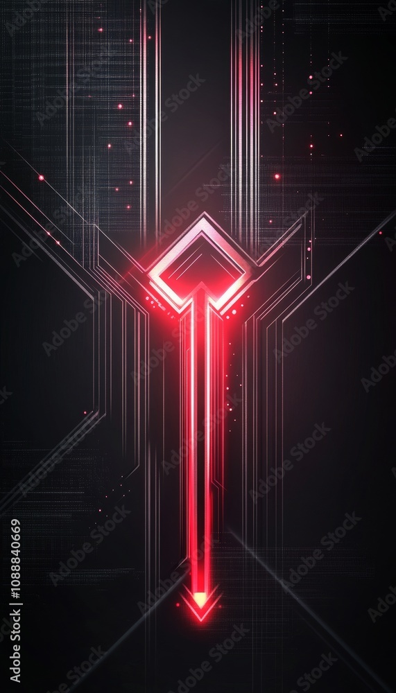 Poster futuristic modern design with abstract silver red arrows on dark gray vector background