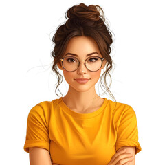 Obraz premium young woman wearing casual clothes and glasses happy face smiling with crossed arms looking at the camera. positive person with a white accent, png