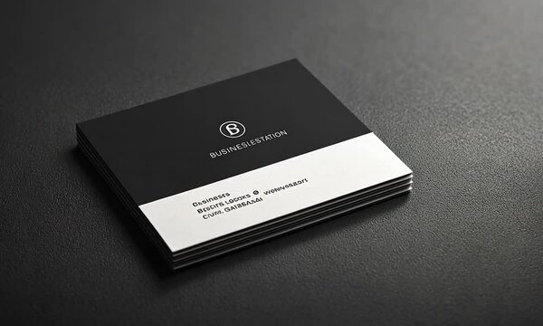 Stack of Modern Black and White Business Cards with Minimalist Design