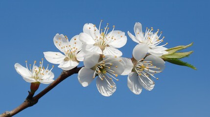 Cherry Blossoms in Full Bloom Under a Clear Sky