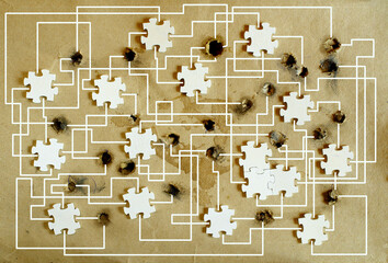 complex messy management or organization, chaotic decision tree, complicated business process and...