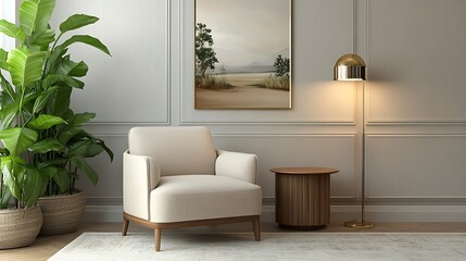 Beautiful Colored Mockup Bedroom Interior Blank Poster Decoration Art Background Image, generative AI