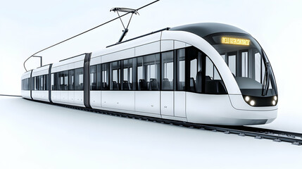 Fototapeta premium Modern Electric Tram Design: A Sleek, Futuristic Transportation Solution for Urban Transit