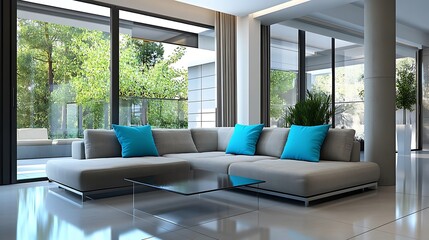 Fototapeta premium Beautiful Colored Mockup Bedroom Interior Blank Poster Decoration Art Background Image, generative AI