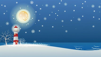 Fototapeta premium Celestial Glow: A Moonlit Winter Wonderland