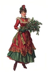 Fototapeta premium Victorian Lady dress victorian christmas.