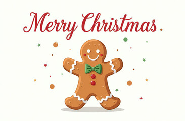 Fototapeta premium Merry Christmas Greeting Card gingerbread cookie New Year Greeting. AI-generated