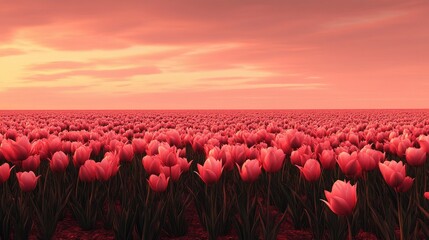 Fototapeta premium Dreamy Pink Tulip View in Flevoland, Netherlands